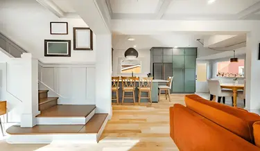 Home remodeling project showcasing upgraded living spaces with modern finishes and design